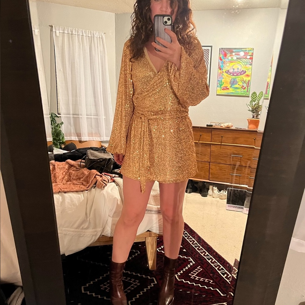 Free people sequins romper size medium